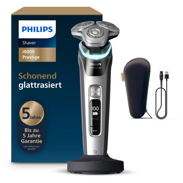 Philips i9000 Prestige Elektrorasierer – Nass- & Trockenrasierer mit KI-Drucksensor für Herren