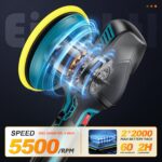 XIAZIR Akku Poliermaschine 150mm mit 2×21V Batterien & 6 Geschwindigkeiten – Kabellos bis 5500RPM – Bild 3
