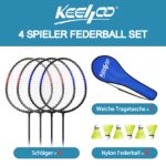 Keehoo Badminton Set mit 4 Schlägern & 6 Federbällen – Komplettset für Familie & Freizeit – Bild 2
