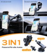 VICSEED KFZ Handyhalterung mit 20kg Saugnapf & Lüftungsclip – 360° drehbar für iPhone & Samsung – Bild 2
