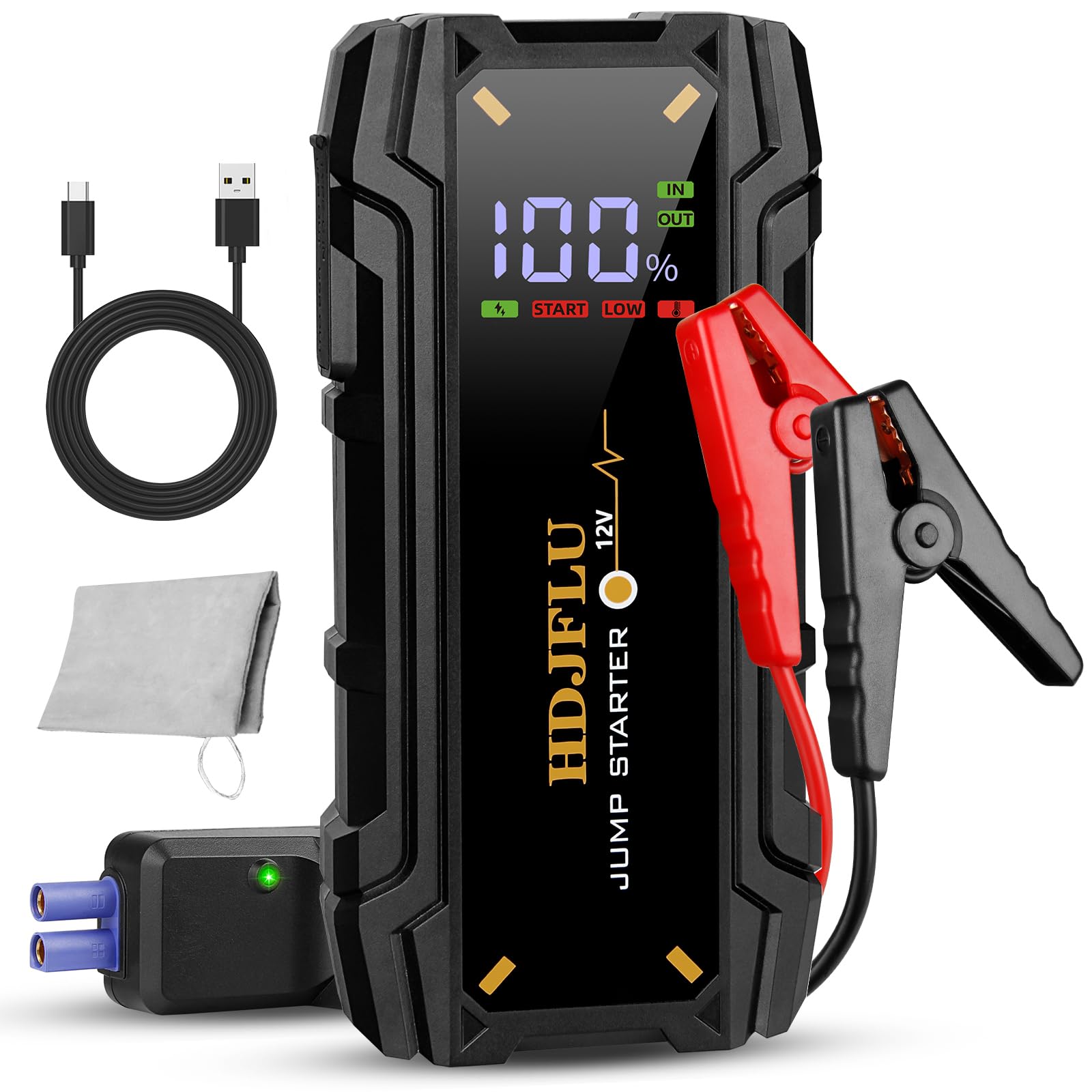 71avGpthKlL._SY1600_.jpg HDJFLU 3000A Auto Starthilfe Powerbank – 12V Jumper Starter für Pkw & Diesel – Bild 1