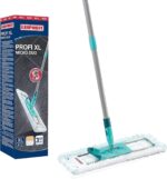 Leifheit Bodenwischer Profi XL Micro Duo – Rückenschonender Wischmop 146 cm mit Fussklick