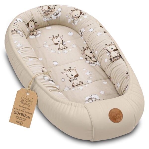 Baby Nestchen 90x50 cm mit stabiler Umrandung – tragbares Nest für Neugeborene & Kleinkinder
