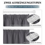 PONY DANCE Verdunkelungsgardinen Grau 2er Set 245x140 cm – Thermovorhang mit Hitzeschutz – Bild 7