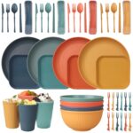 48-teiliges Kunststoff-Geschirr Set CSYY – Bruchsicheres Camping & Picknick Besteck für 4 Personen