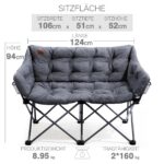EVER ADVANCED Campingsofa 124cm für 2 Personen – 320kg belastbar mit 6cm Polsterung – Bild 3