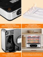 FOHERE Dörrautomat Edelstahl 420W – 5 höhenverstellbare Tabletts, LED-Anzeige, Timer bis 48h – Bild 7