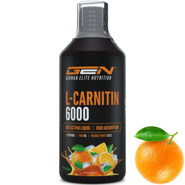 L-Carnitin 6000 Liquid 1000 ml Orange – Hochdosiertes Trainings-Supplement für Sportler