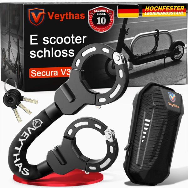 Veythas E-Scooter Schloss 90cm mit Tasche – Hochsicherheit für Elektroroller & Fahrräder