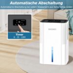 Haksimey Luftentfeuchter 2800ml – Tragbar mit Abtauen, Timer & 7-Farben LED für Schlafzimmer – Bild 8