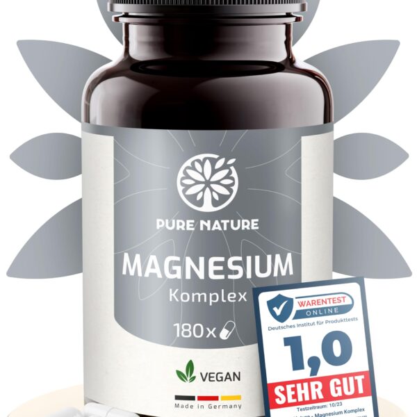 Magnesium Komplex 400 mg – 7in1 Formel mit Bisglycinat & Citrat – 180 Kapseln