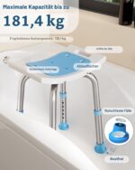 HOMLAND Duschhocker Höhenverstellbar – Rutschfester Badhocker bis 180 kg für Senioren – Bild 3