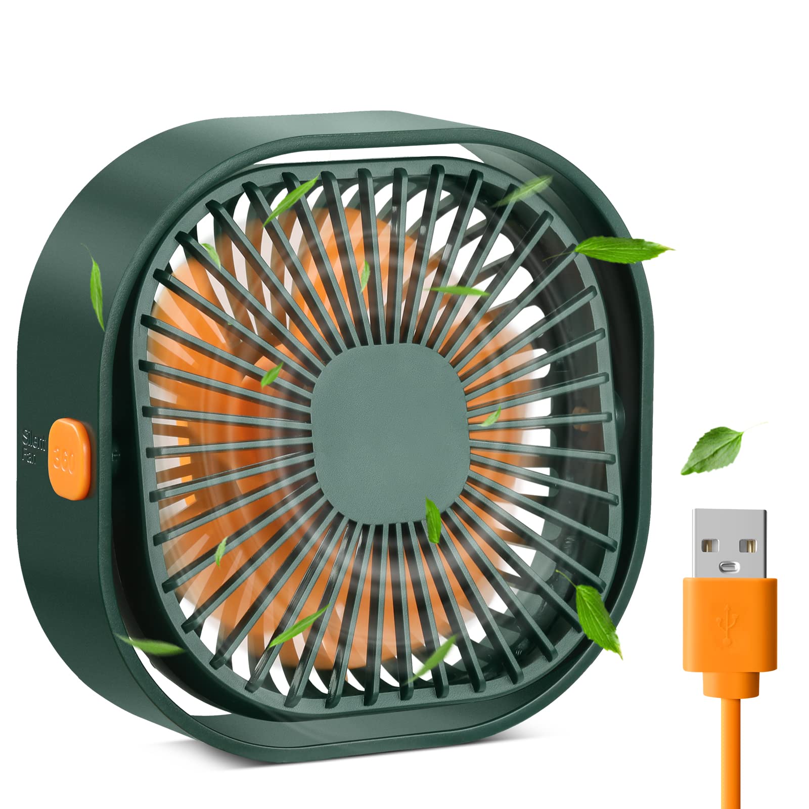 71cJnTQWfHL._SY1600_.jpg benpen USB Tischventilator mit 3 Geschwindigkeiten & 360° Kopf – Leiser Mini-Ventilator für Büro & Zuhause – Bild 1