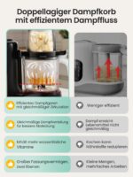 Grownsy Babynahrungszubereiter mit Doppel-Dampfkorb – Dampfgarer, Pürierer & Sterilisator – Bild 6