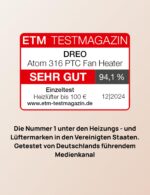 DREO Heizluefter 1500W PTC-Keramik mit Thermostat – 34 dB leise Elektroheizung fuer Raeume – Bild 3