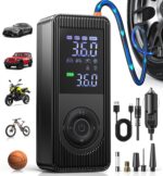 Fshyos Elektrische Luftpumpe 150 PSI mit 6000-mAh-Akku – tragbarer Kompressor für Auto, Fahrrad & Motorrad