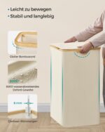 SONGMICS Wäschekorb 150 L mit 3 Fächern & Deckel – Cremeweiß – Bild 7