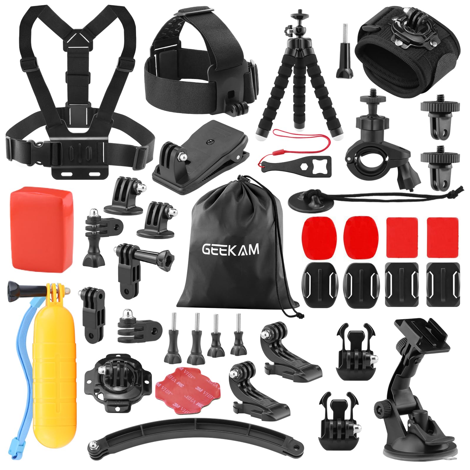71caCqf3N2L._SY1600_.jpg GeeKam 38er Action Kamera Zubehör Kit – Universal Montage Set für GoPro & mehr – Bild 1
