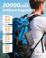 20000mAh Wireless Solar Powerbank – 22.5W Schnellladung mit integrierten Kabeln & LED-Taschenlampen – Bild 4
