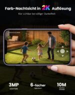 Mrowly 2K Solar-Überwachungskamera Aussen 360° PTZ WLAN – Kabellose IP66 Outdoor Kamera mit Farbnachtsicht – Bild 5