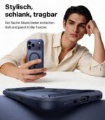 TORRAS Ostand L1 iPhone 17 Pro Hülle mit MagSafe & Titan-Ständer – Militärschutz Matt Blau – Bild 8
