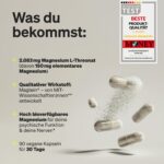 Magnesium L-Threonate Magtein® 2.083mg – 90 vegane Kapseln für Nervensystem & mentale Klarheit – Bild 4