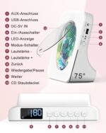 Greadio Bluetooth CD-Player Tragbar mit Fernbedienung – HiFi-Sound & FM-Radio Weiss – Bild 6