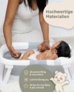 VALVANI Faltbare Babybadewanne mit Panda-Kissen – Ergonomisch & Rutschsicher für Neugeborene – Bild 6