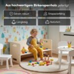 Bellabino Aki Wendebank 2in1 – Kindersitzbank & Tisch aus Birke mit 3 Sitzhöhen – Bild 6