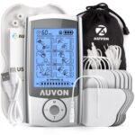 AUVON TENS Gerät Wiederaufladbar – 24 Programme & 10 Premium Elektrodenpads für Schmerztherapie