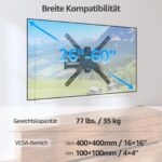 MOUNTUP TV-Wandhalterung 26-60 Zoll – Schwenkbar & Neigbar bis 35 kg, VESA 400x400 – Bild 2