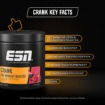 ESN Crank Pre Workout Booster 380 g – Fresh Berry Juice Geschmack, vegan – Bild 3
