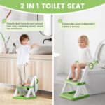 COOSEYA Frosch Toilettensitz 2-in-1 – Höhenverstellbarer Toilettentrainer mit Trittbrett für Kleinkinder – Bild 7