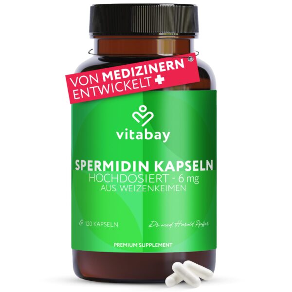 Vitabay Spermidin 6 mg – 120 vegane Kapseln aus fermentiertem Weizenkeimextrakt