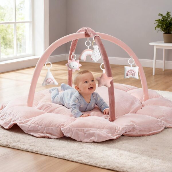 Mallify 5-in-1 Baby Spielbogen mit 6 Spielzeugen – Wandelbare Spielmatte für 0-6 Monate