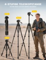 Lamicall Kamerastativ 170cm mit Schnellöffnung & 8kg Tragkraft – Profi-Tripod mit Handyhalterung – Bild 6
