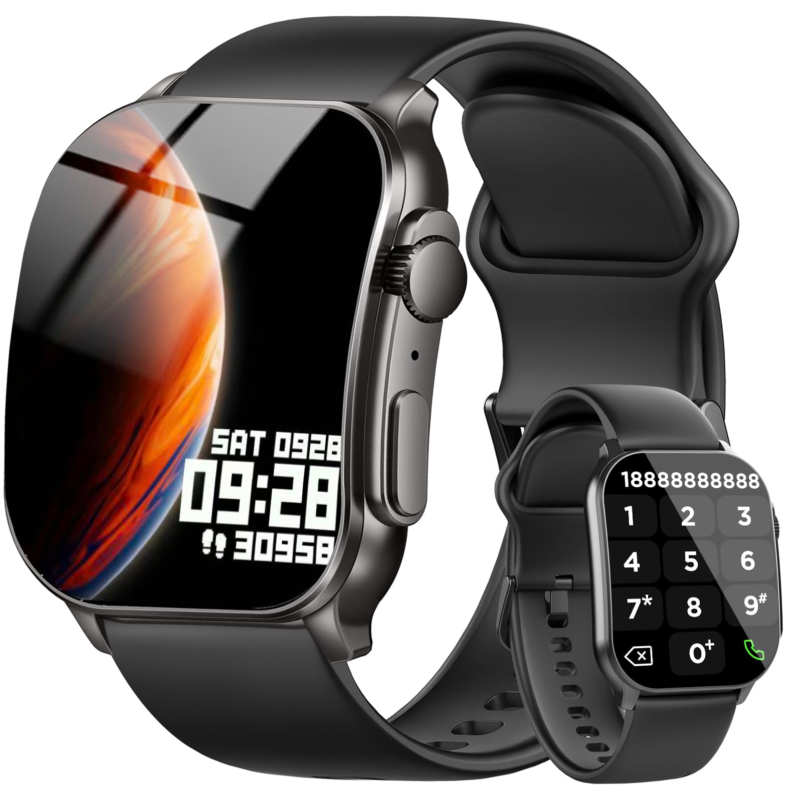 71ehN7XPYBL._SY1600_.jpg Poounur Smartwatch 2,01" AMOLED – Fitnessuhr mit Bluetooth-Anrufen & Pulsmesser für iOS & Android – Bild 1