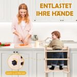 Woodure 3-in-1 Lernturm ab 1 Jahr – Klappbare Tritthocker mit Tafel für Küche – Bild 7