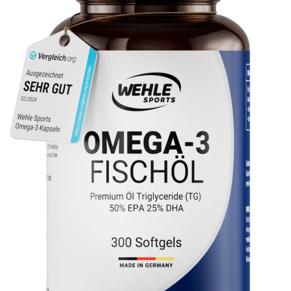 Omega-3 Kapseln hochdosiert – 300 Fischöl Kapseln mit EPA & DHA – Wehle Sports