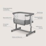 Lionelo Aurora 3in1 Babybett bis 9 kg – Beistellbett, Wiege & Stubenwagen mit Höhenverstellung – Bild 10