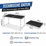 120 x 60 cm Aluminium Klapptisch mit 3-fach Höhenverstellung – Multifunktionstisch für Camping & Garten – Bild 2