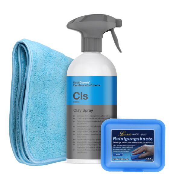 Auto Lackreinigung Set – Petzoldt's Reinigungsknete 100g + Koch Chemie Clay Spray 500ml