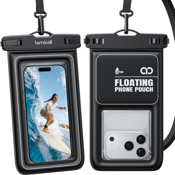 Lamicall IP68 Wasserdichte Handyhülle mit Auftrieb – 2er Set für iPhone & Android bis 7,5 Zoll