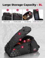 KEMIMOTO 8L Fahrradtasche 2-in-1 – Wasserabweisende Gepäckträgertasche für Pendler – Bild 2
