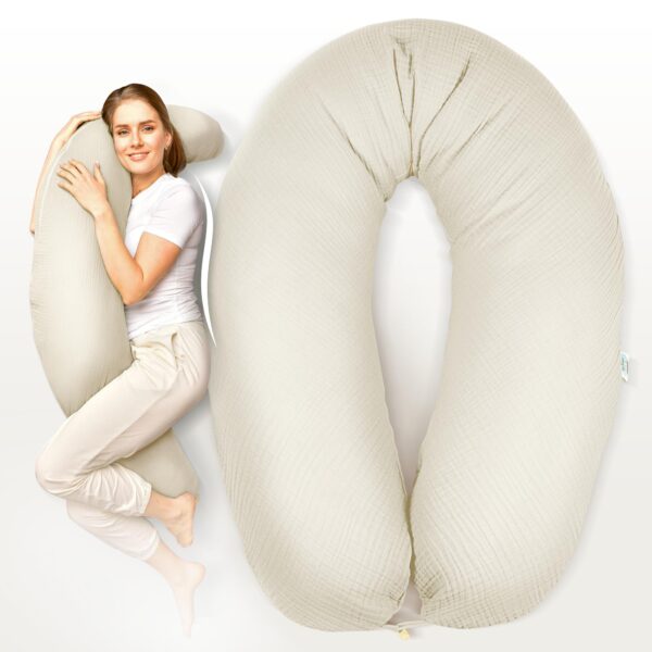sei Design XXL Stillkissen 190x35 cm – Ergonomisches Schwangerschafts- & Seitenschläferkissen
