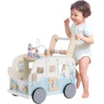 ROBOTIME Lauflernwagen Holz mit Aktivitätscenter – Montessori Baby Walker für 10 Monate bis 2 Jahre