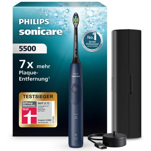 Philips Sonicare 5500 Schallzahnbürste – Testsieger mit 2 Putzmodi & Andruckkontrolle