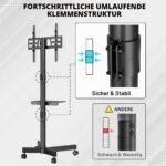 BONTEC TV Ständer rollbar 24-60 Zoll – Höhenverstellbar, neigbar & mobil mit Medienablage – Bild 5
