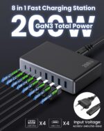 200W USB-C Ladegerät 8-in-1 mit GaN III – 65W Laptop-Schnellladung für MacBook & iPhone – Bild 2