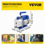 VEVOR Vakuumpumpe 3 CFM 1/4 HP – Professionelles HVAC-Set mit Sammler-Messgerät – Bild 7